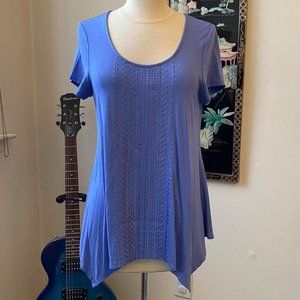 NWT Cap Sleeve Sharkbite Top. Periwinkle. Adrianna Papell. Size S.